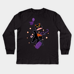 Halloween Neko Kids Long Sleeve T-Shirt